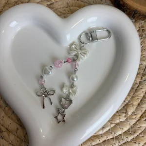 Hanger zilver roze parels