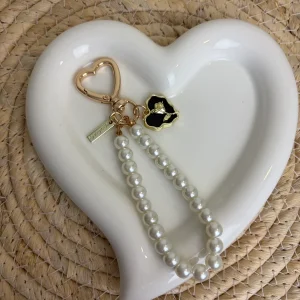 Hanger hart zwart roosje