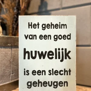 Tekstblok Huwelijk Blauw Zwart