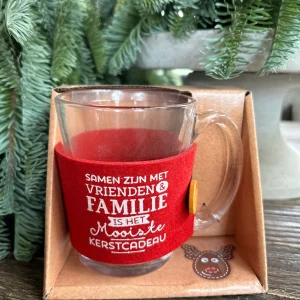 Theeglas met de tekst Samen zijn met Vrienden & Familie is het Mooiste Kerstcadeau