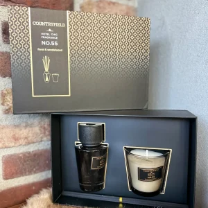 Cadeauset Geurstokjes & Geurkaars VK No.55 Antraciet 100 ml – Luxe Geschenkset voor Thuis & Interieur