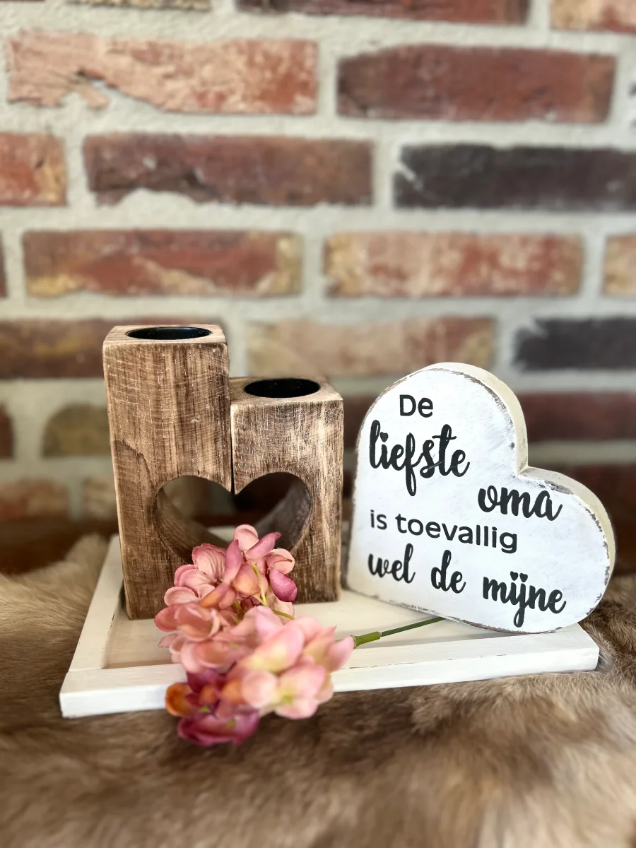 Cadeau pakket waxinehouder Hart De liefste oma - Afbeelding 2