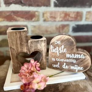 Cadeau pakket Waxinehouder Hart De liefste mama