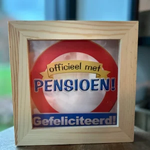 Spaarpot Plexiglas met opdruk Pensioen
