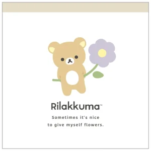 Vierkant memoblok Basic Rilakkuma Flower | wit design
