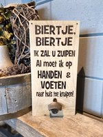 Tekstbord biertje biertje met bieropener